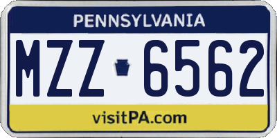 PA license plate MZZ6562