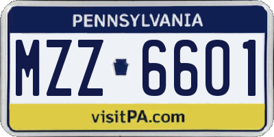 PA license plate MZZ6601