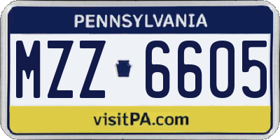 PA license plate MZZ6605