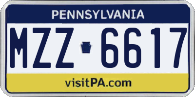 PA license plate MZZ6617