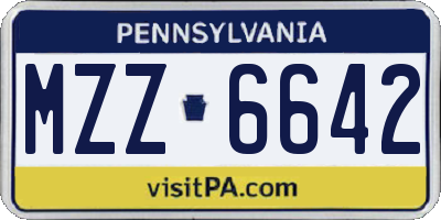 PA license plate MZZ6642