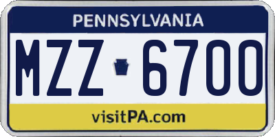 PA license plate MZZ6700