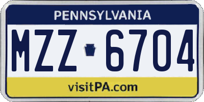 PA license plate MZZ6704