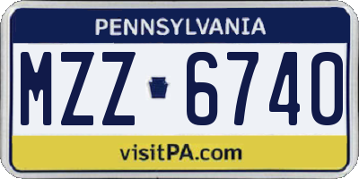 PA license plate MZZ6740