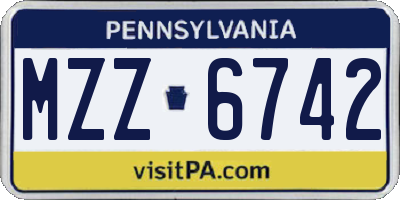 PA license plate MZZ6742