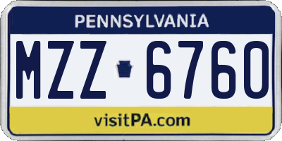 PA license plate MZZ6760