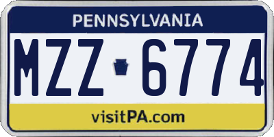 PA license plate MZZ6774