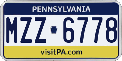 PA license plate MZZ6778
