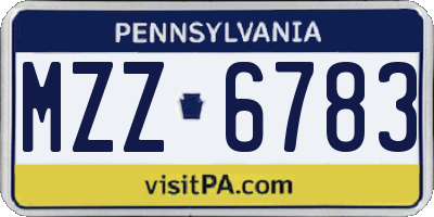 PA license plate MZZ6783