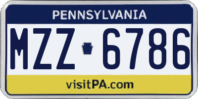 PA license plate MZZ6786