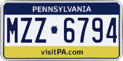 PA license plate MZZ6794
