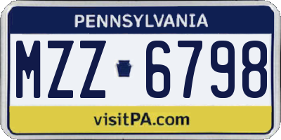 PA license plate MZZ6798