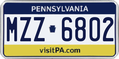 PA license plate MZZ6802