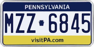 PA license plate MZZ6845
