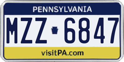 PA license plate MZZ6847