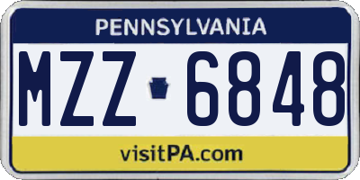 PA license plate MZZ6848