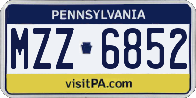 PA license plate MZZ6852
