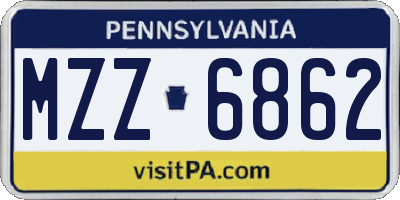 PA license plate MZZ6862