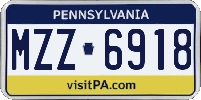 PA license plate MZZ6918