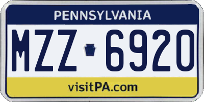 PA license plate MZZ6920