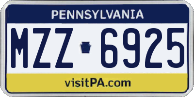 PA license plate MZZ6925