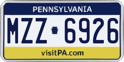 PA license plate MZZ6926