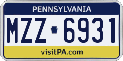 PA license plate MZZ6931