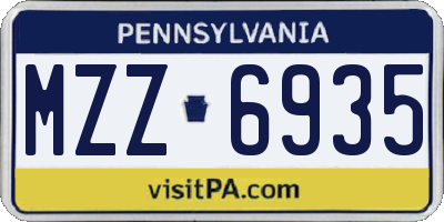 PA license plate MZZ6935