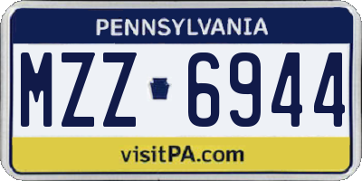 PA license plate MZZ6944