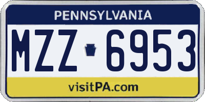 PA license plate MZZ6953