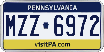 PA license plate MZZ6972