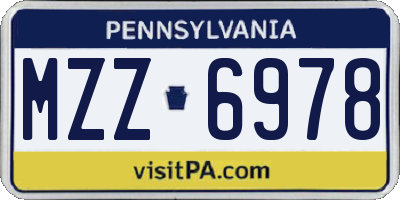 PA license plate MZZ6978