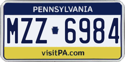PA license plate MZZ6984