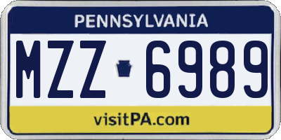 PA license plate MZZ6989