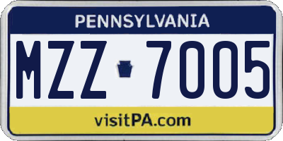 PA license plate MZZ7005