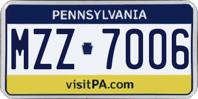 PA license plate MZZ7006