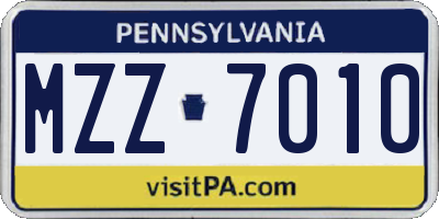 PA license plate MZZ7010
