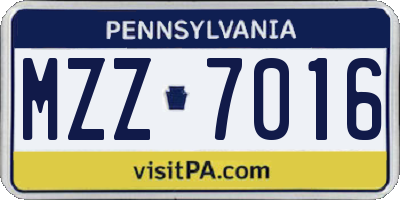 PA license plate MZZ7016