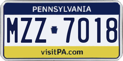 PA license plate MZZ7018