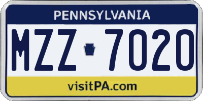 PA license plate MZZ7020