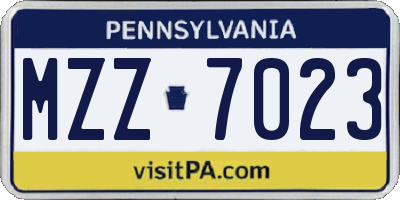 PA license plate MZZ7023