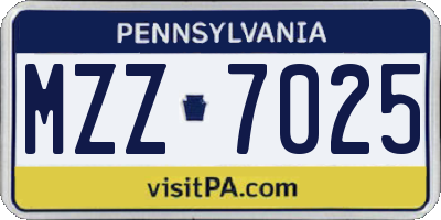 PA license plate MZZ7025