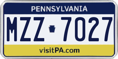 PA license plate MZZ7027