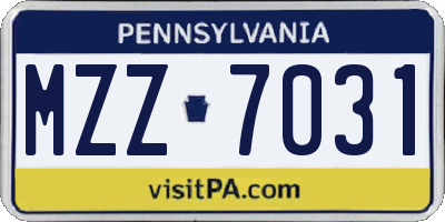 PA license plate MZZ7031