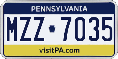 PA license plate MZZ7035