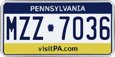 PA license plate MZZ7036