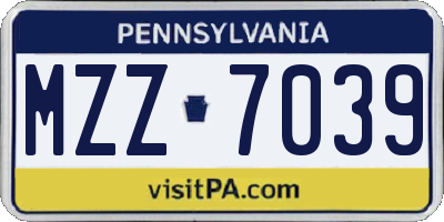 PA license plate MZZ7039
