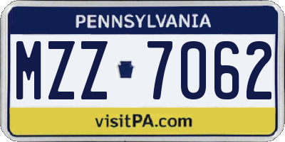 PA license plate MZZ7062
