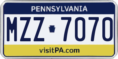 PA license plate MZZ7070