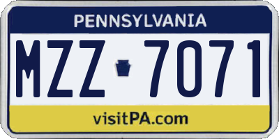 PA license plate MZZ7071